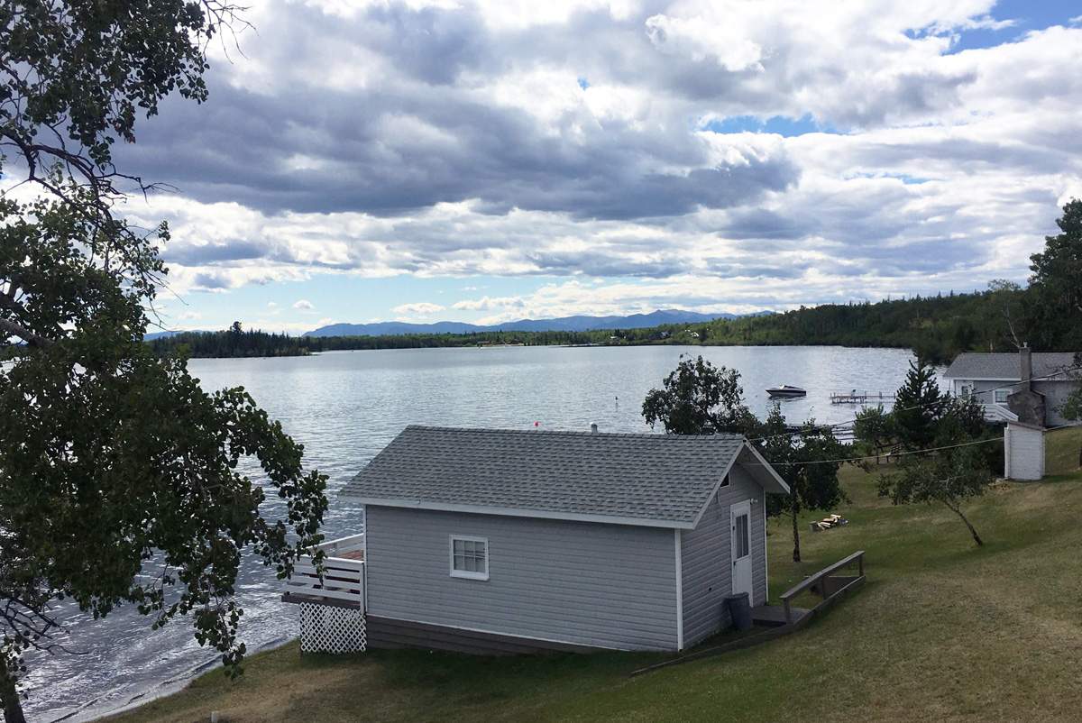 Cabin by the lake.