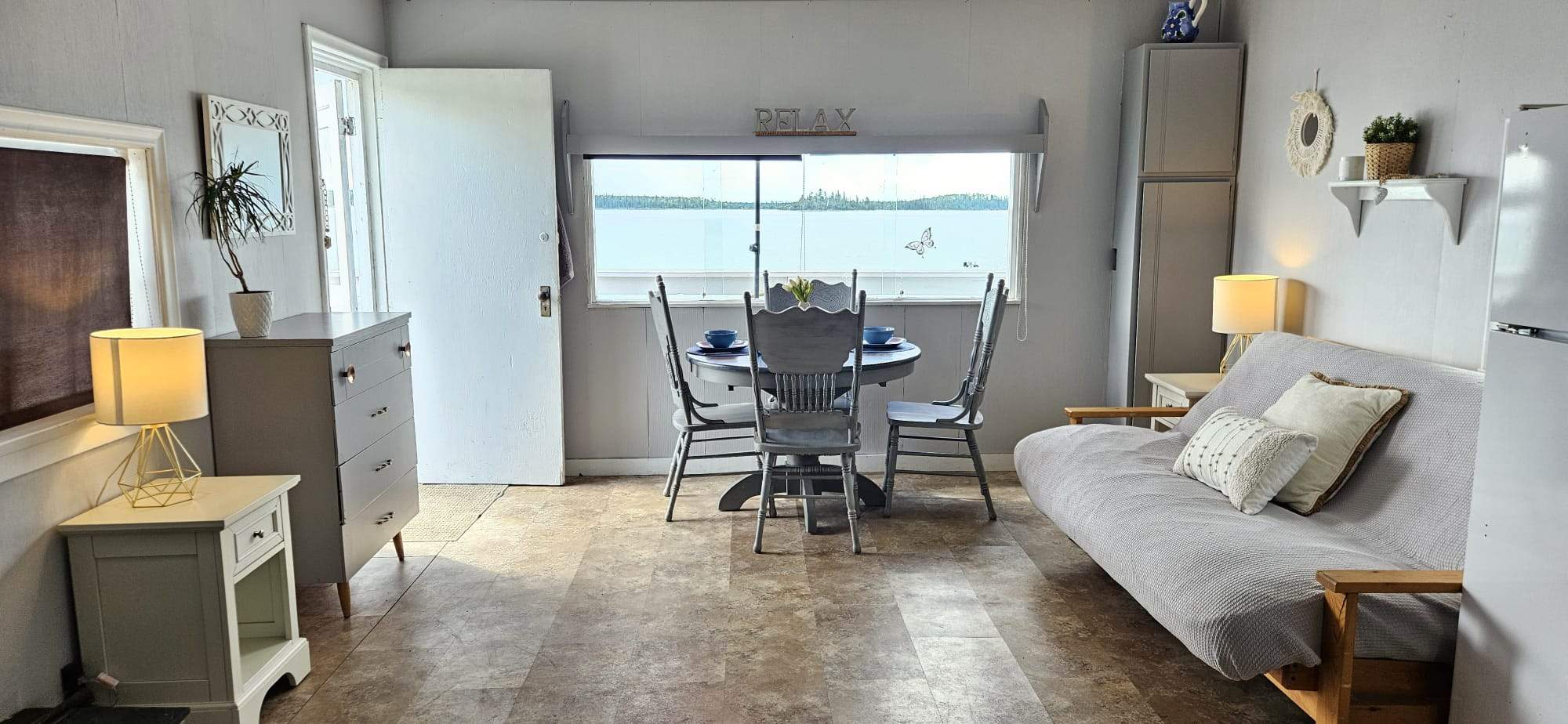 View inside rental cabin.