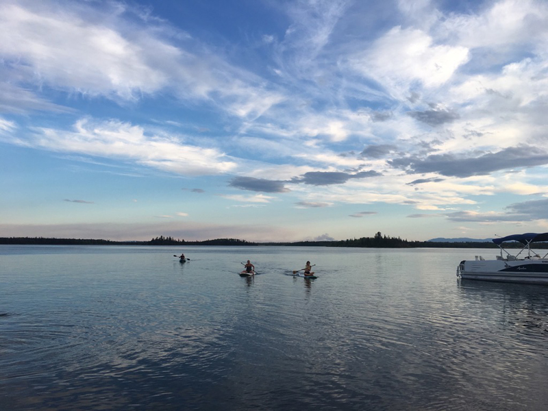 Kayaking on Green Lake by the beach.